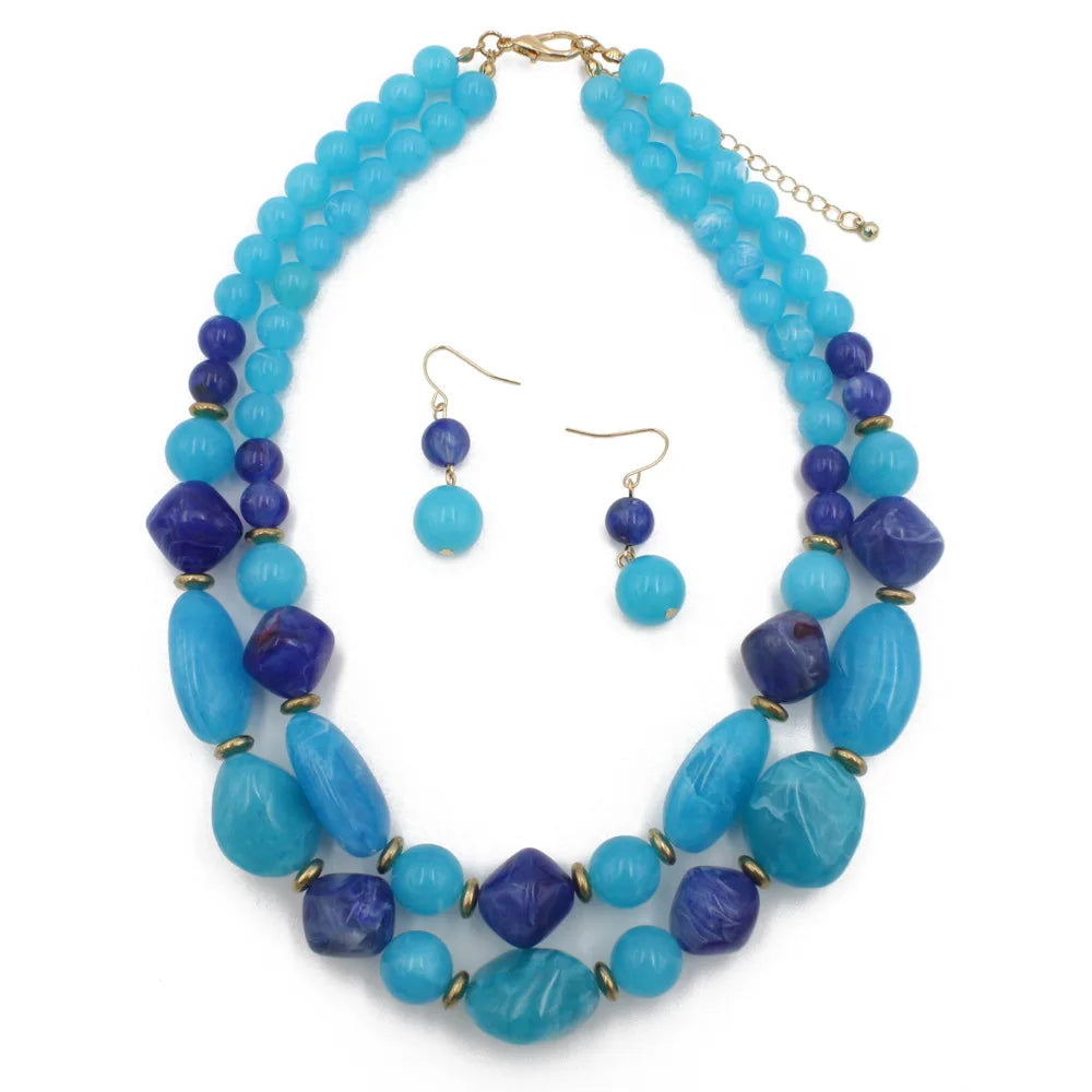 Double Glow Necklace & Earrings Set - 5 colors