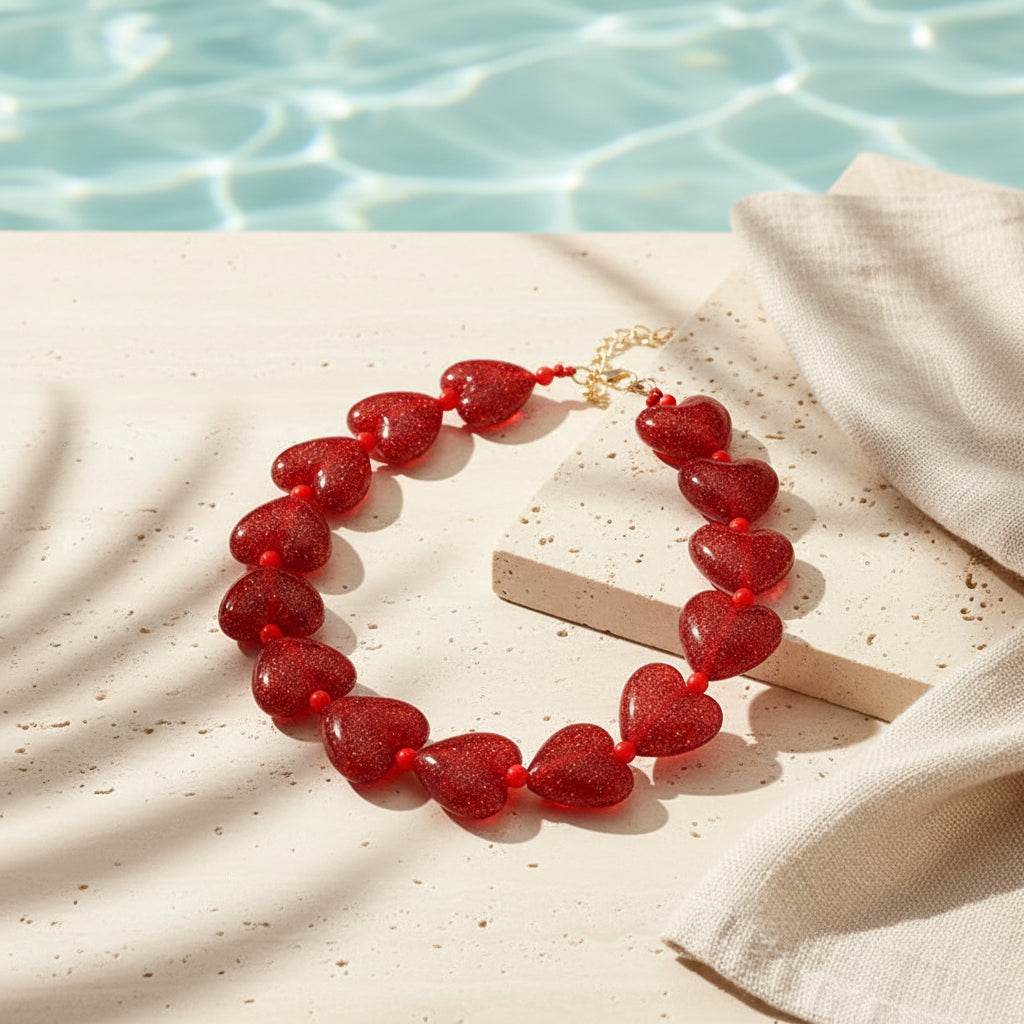 Shimmer Heart Necklace - 9 colors - Hello Baabs