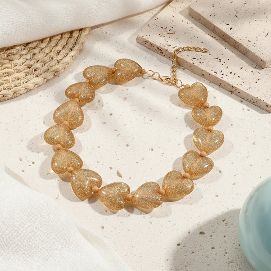 Shimmer Heart Necklace - 9 colors - Hello Baabs