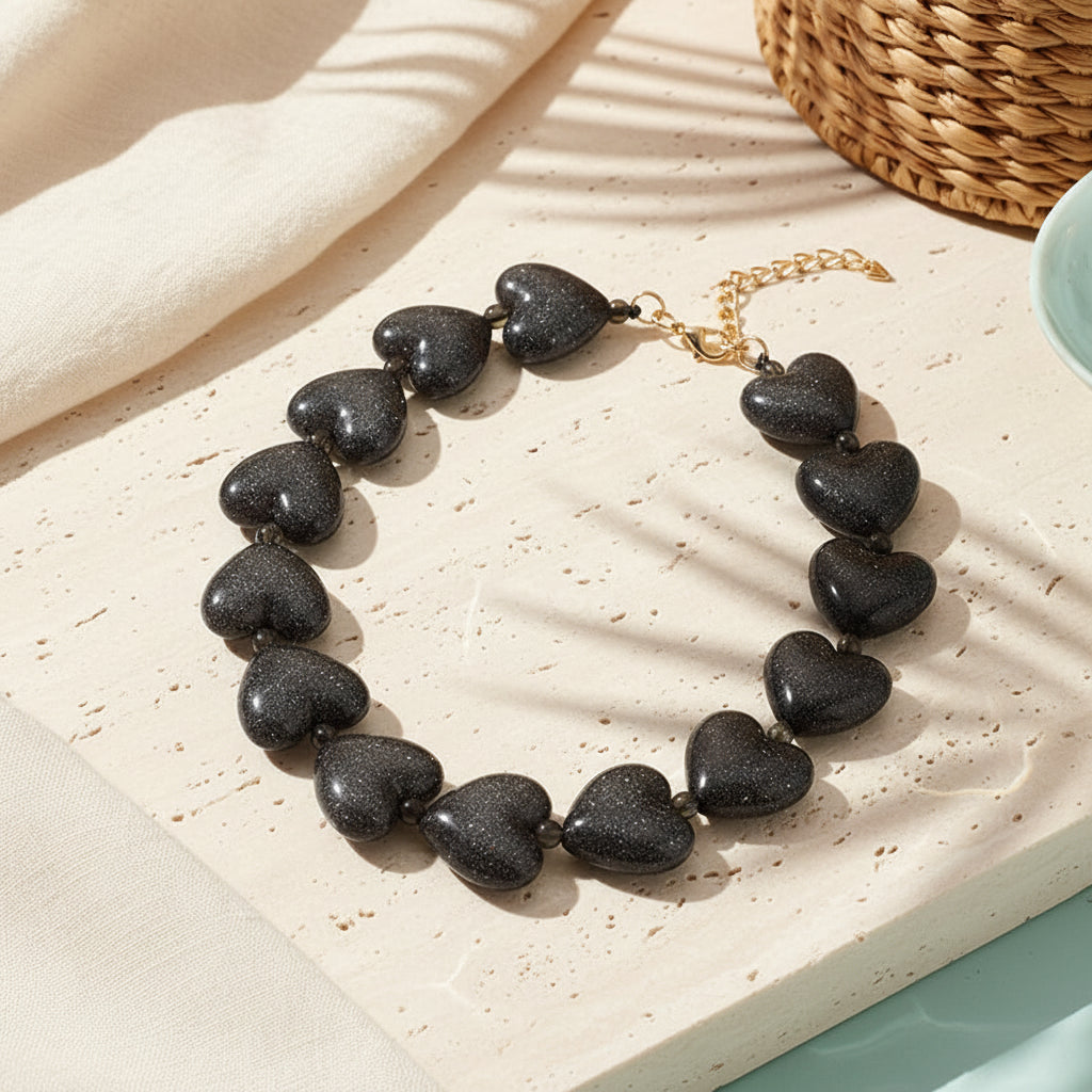 Shimmer Heart Necklace - 9 colors - Hello Baabs