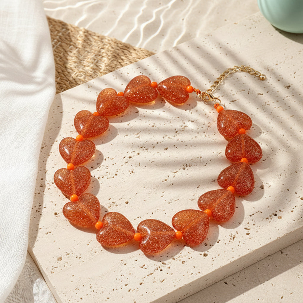 Shimmer Heart Necklace - 9 colors - Hello Baabs