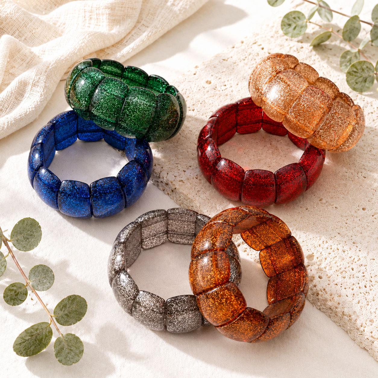 Shimmer Punk Stretch Bracelet - 6 colors - Hello Baabs
