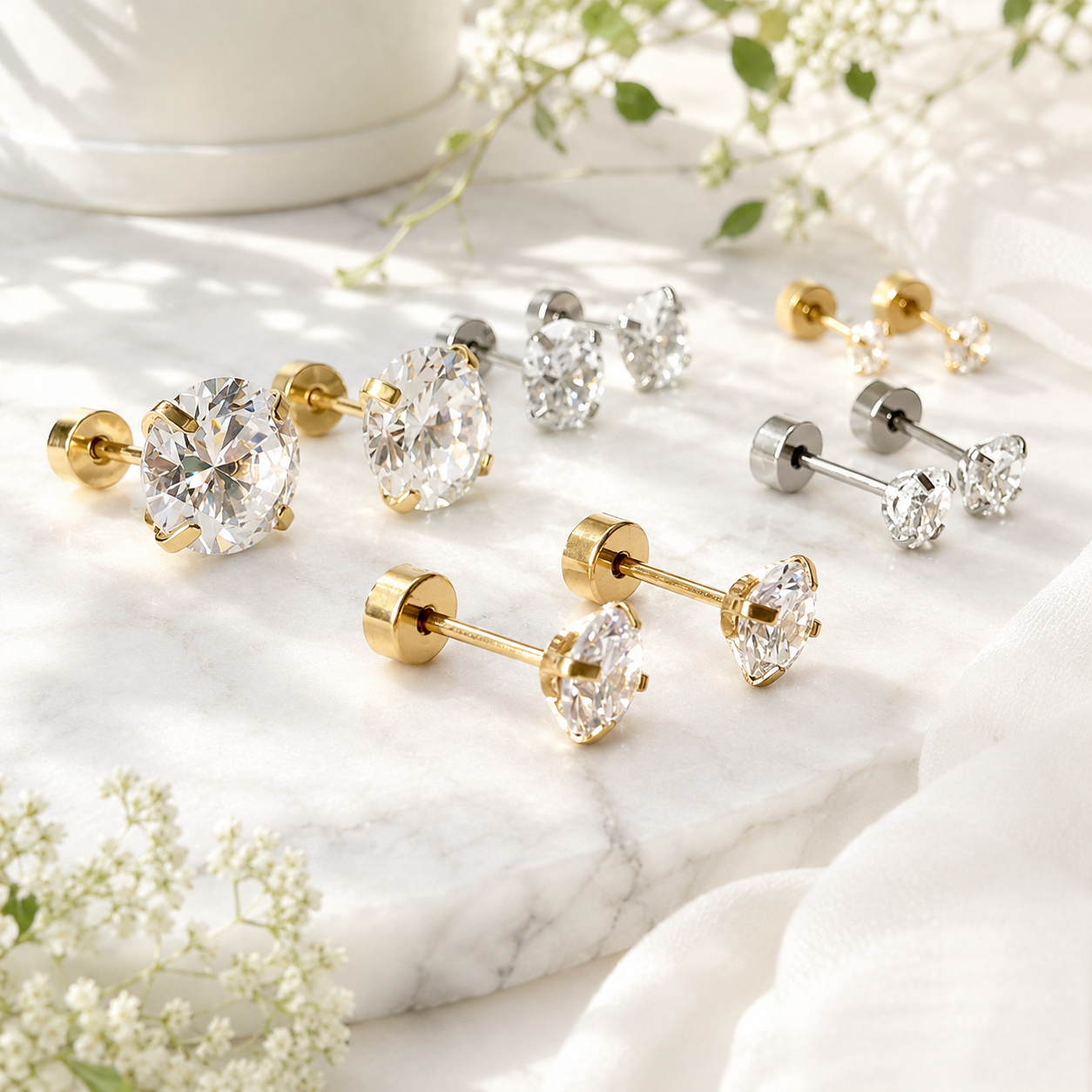 Shine Theory Flat-Back Stud Set - Gold or Silver / 2 size sets - Hello Baabs
