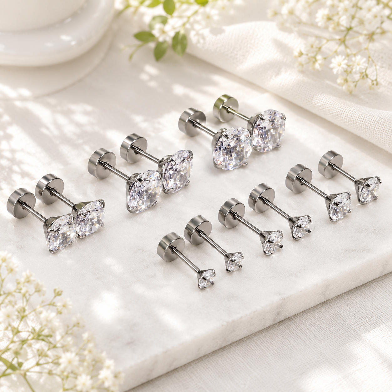 Shine Theory Flat-Back Stud Set - Gold or Silver / 2 size sets - Hello Baabs