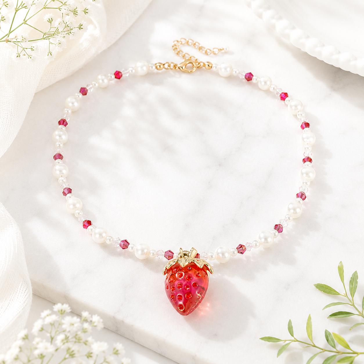 Strawberry Sparkle Necklace - 3 colors - Hello Baabs
