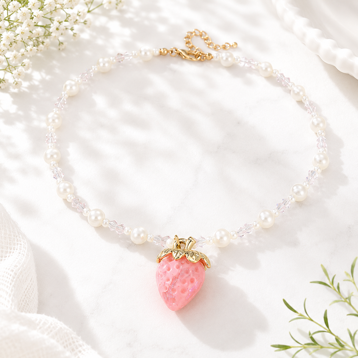 Strawberry Sparkle Necklace - 3 colors - Hello Baabs