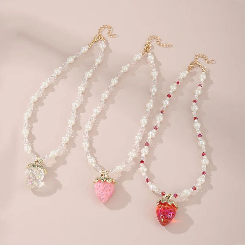 Strawberry Sparkle Necklace - 3 colors - Hello Baabs LLC 