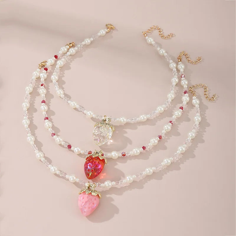 Strawberry Sparkle Necklace - 3 colors - Hello Baabs LLC 