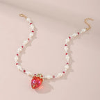 Strawberry Sparkle Necklace - 3 colors - Hello Baabs LLC 