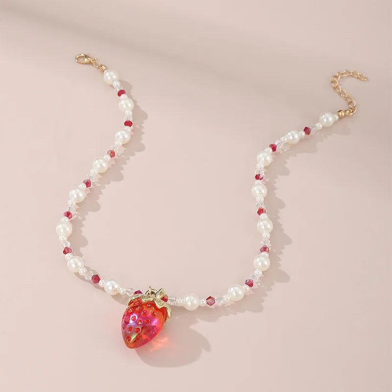 Strawberry Sparkle Necklace - 3 colors - Hello Baabs LLC 