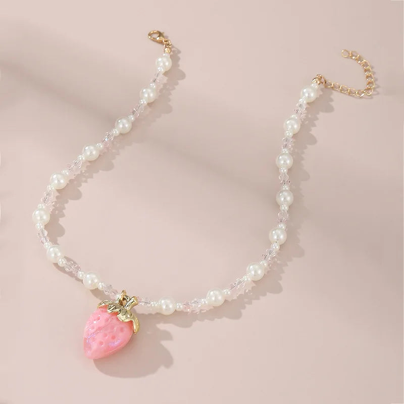 Strawberry Sparkle Necklace - 3 colors - Hello Baabs LLC 
