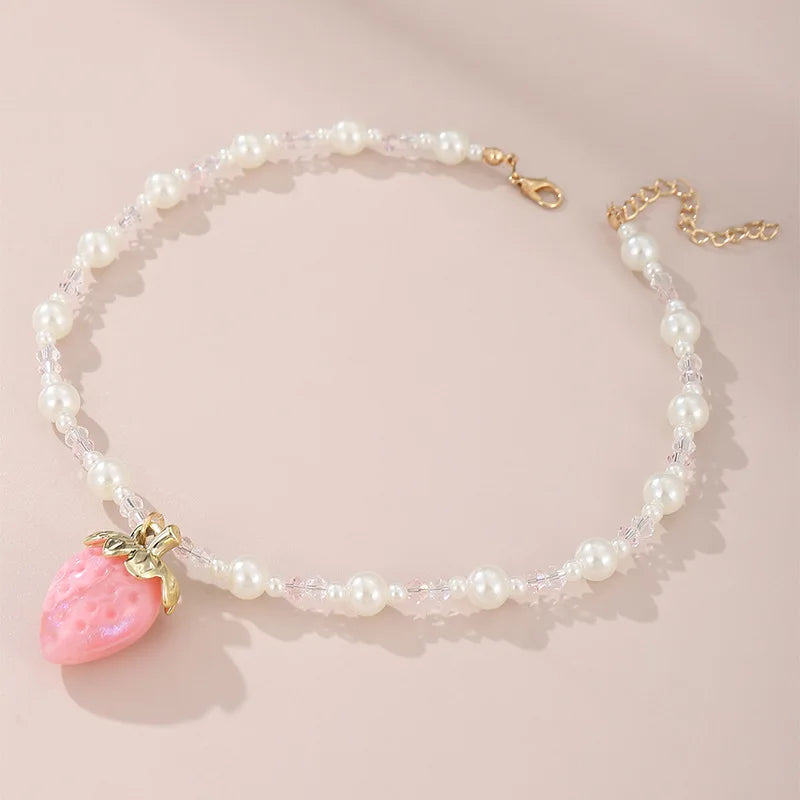 Strawberry Sparkle Necklace - 3 colors - Hello Baabs LLC 