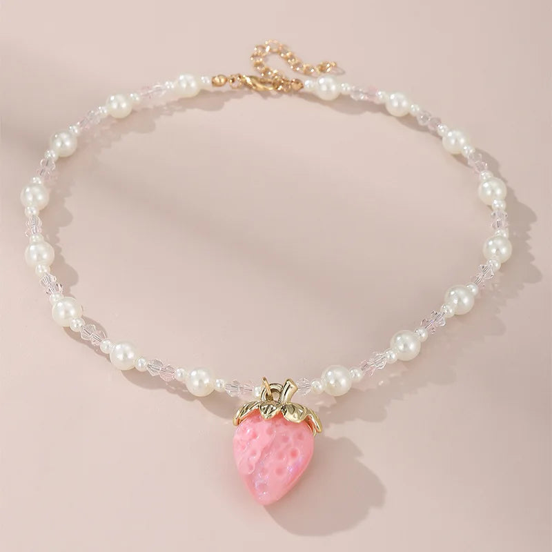 Strawberry Sparkle Necklace - 3 colors - Hello Baabs LLC 