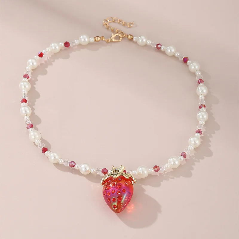 Strawberry Sparkle Necklace - 3 colors - Hello Baabs LLC 
