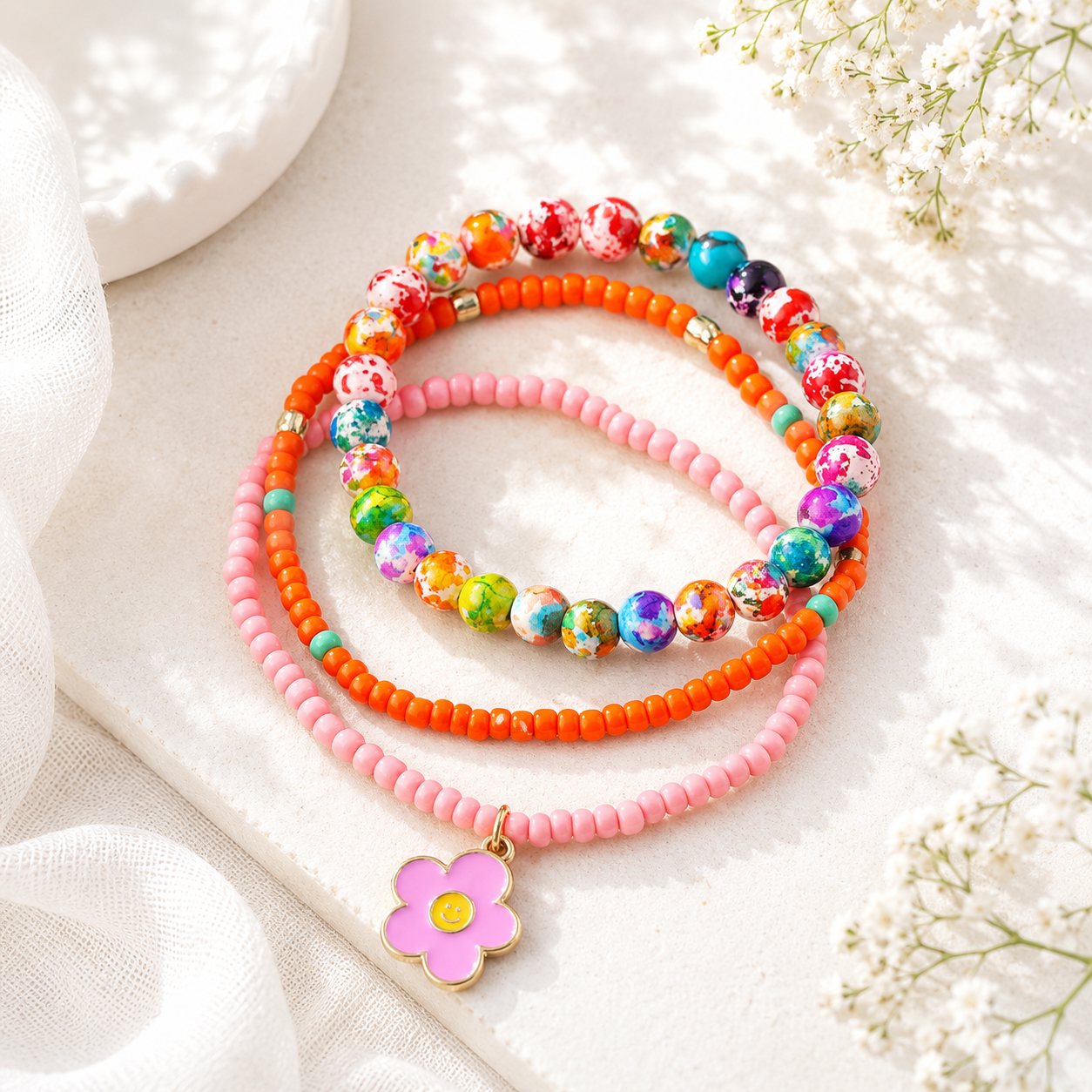 Sunny Charm Bracelet 3pc Set - 8 variants - Hello Baabs