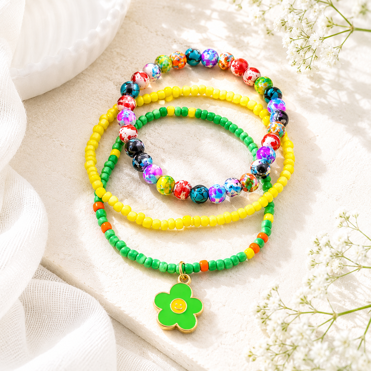 Sunny Charm Bracelet 3pc Set - 8 variants - Hello Baabs