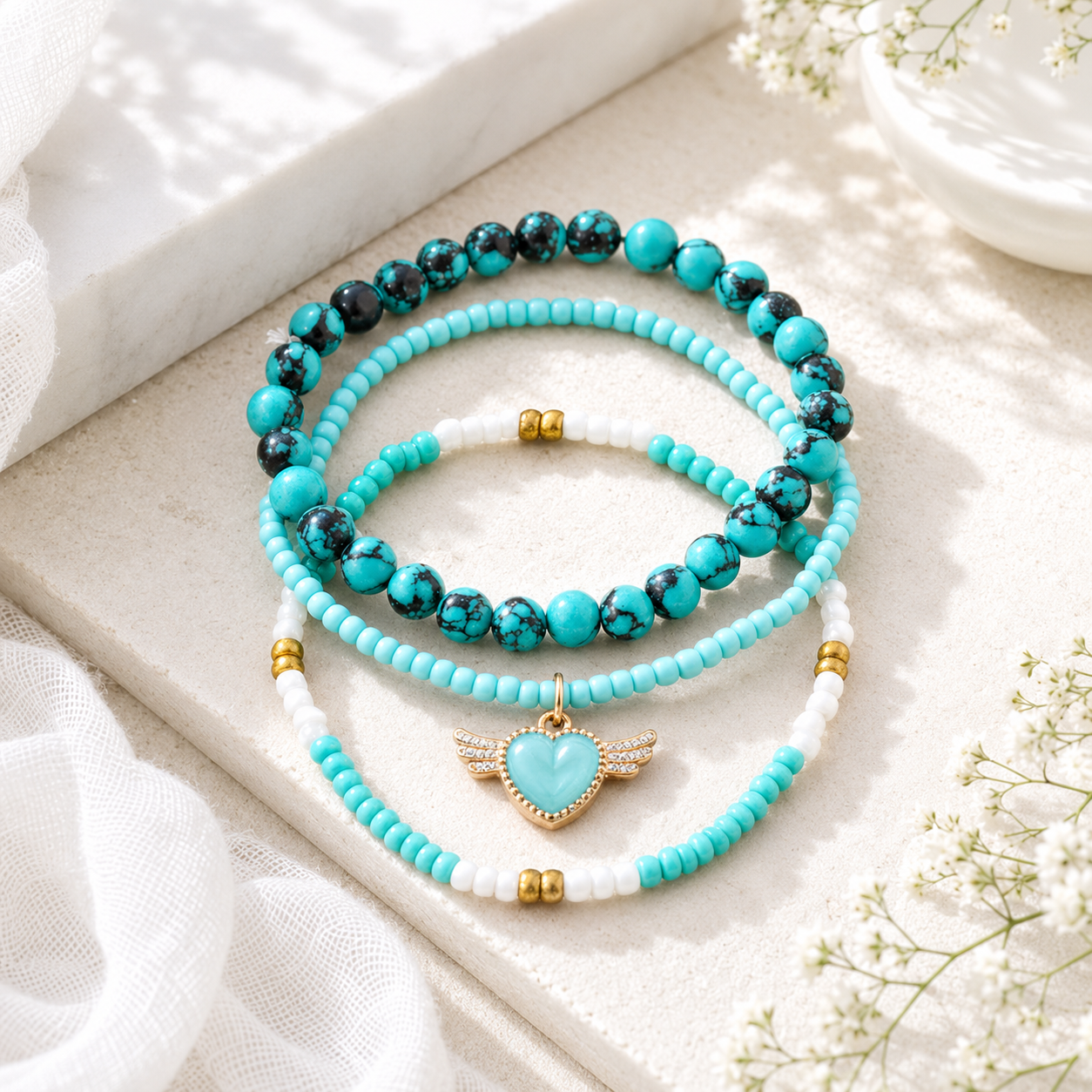 Sunny Charm Bracelet 3pc Set - 8 variants - Hello Baabs