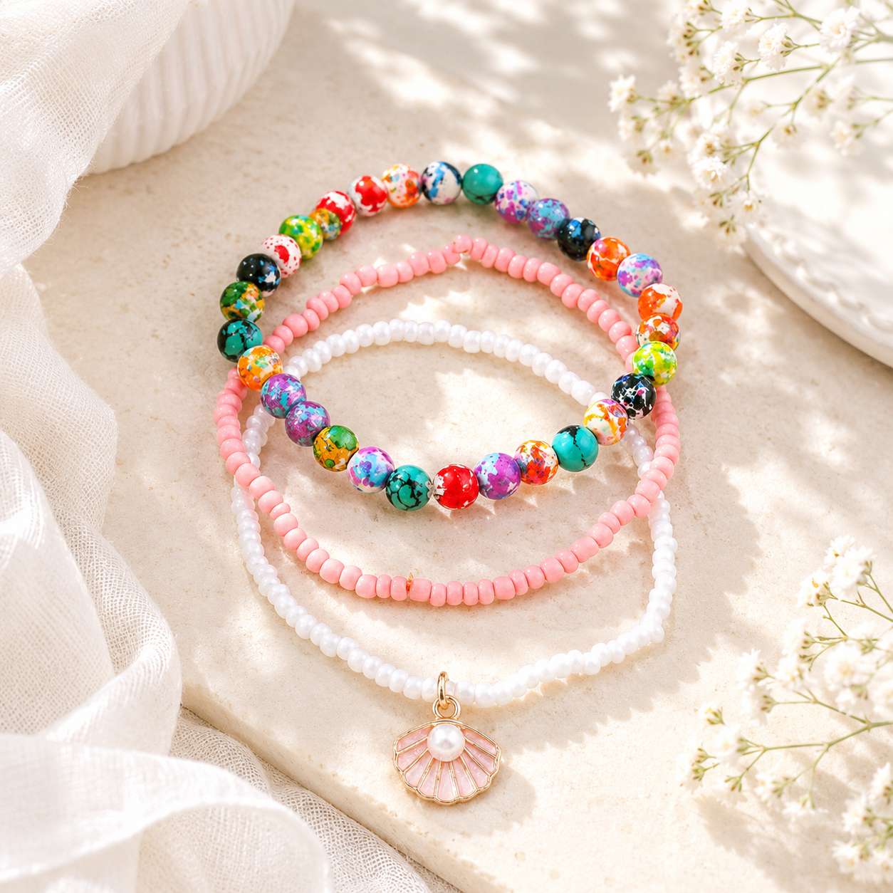 Sunny Charm Bracelet 3pc Set - 8 variants - Hello Baabs