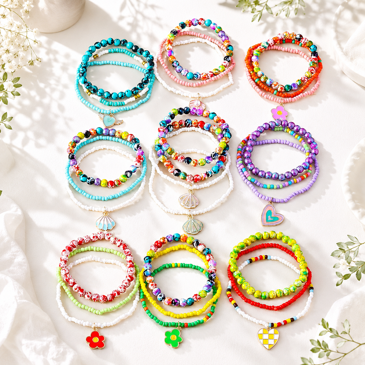 Sunny Charm Bracelet 3pc Set - 8 variants - Hello Baabs