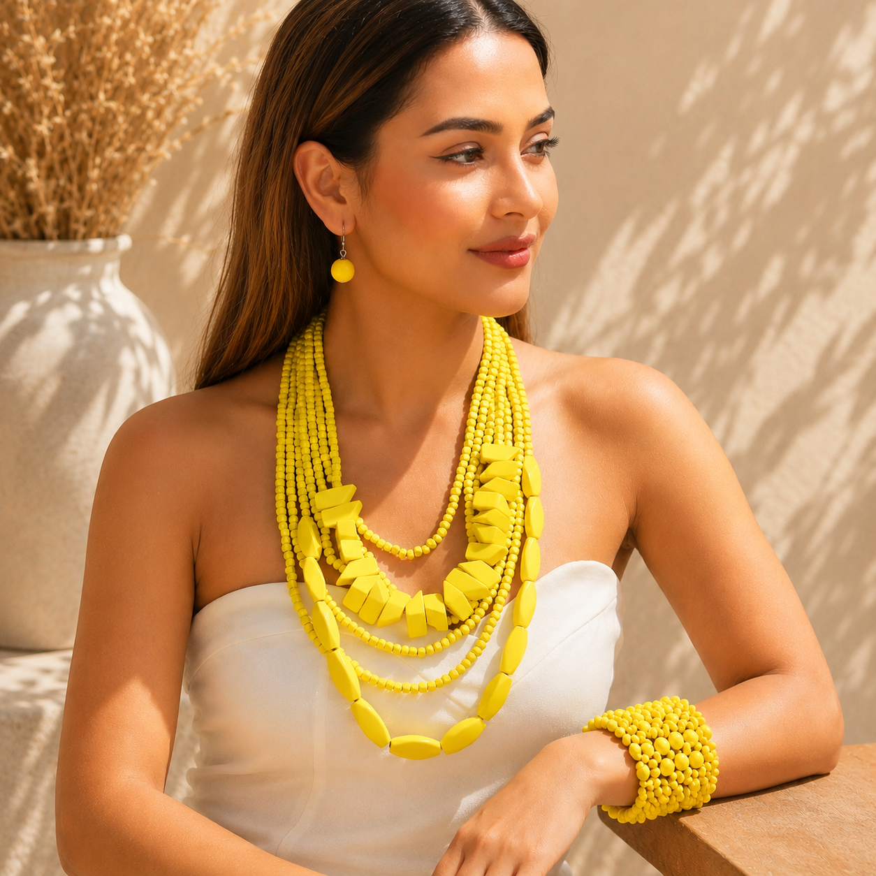 Sunset Bead Necklace, Bracelet, and Earrings Set - 3 colors - Hello Baabs