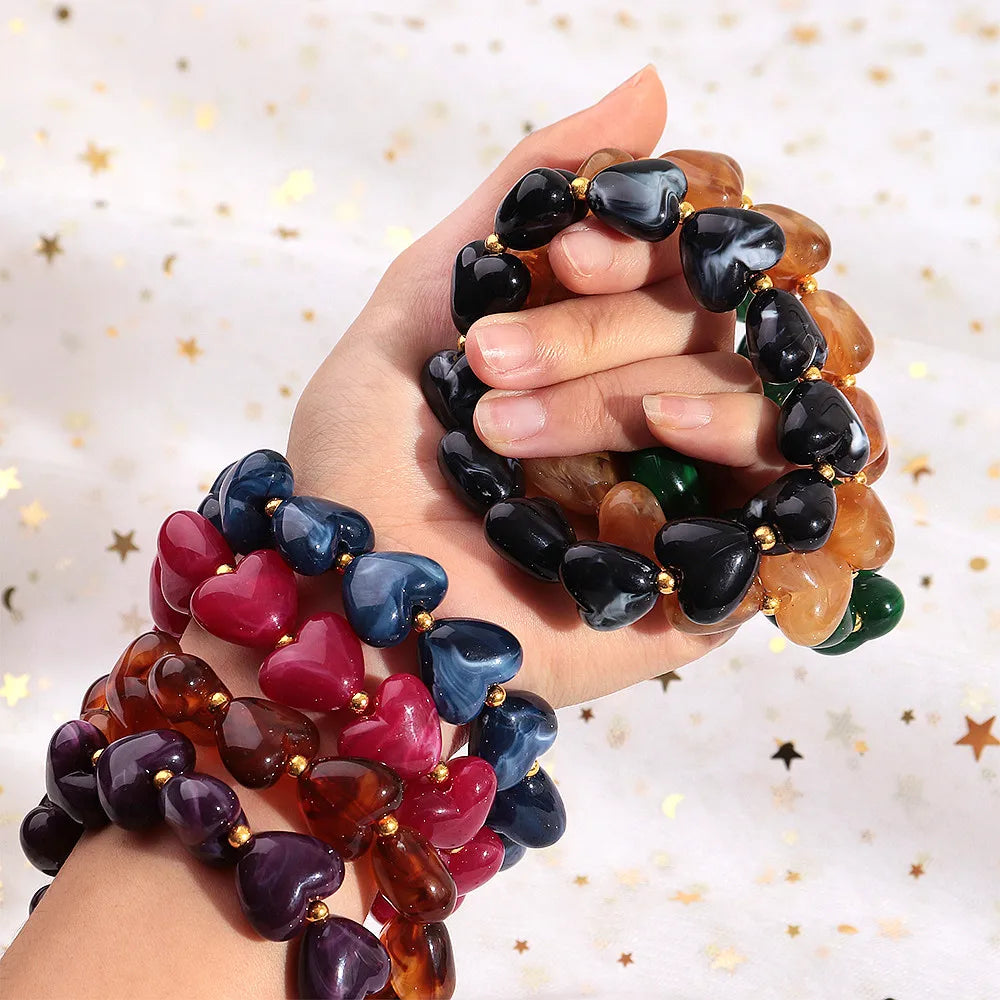 Sweet Talk Heart Stretch Bracelet - 8 colors - Hello Baabs LLC 
