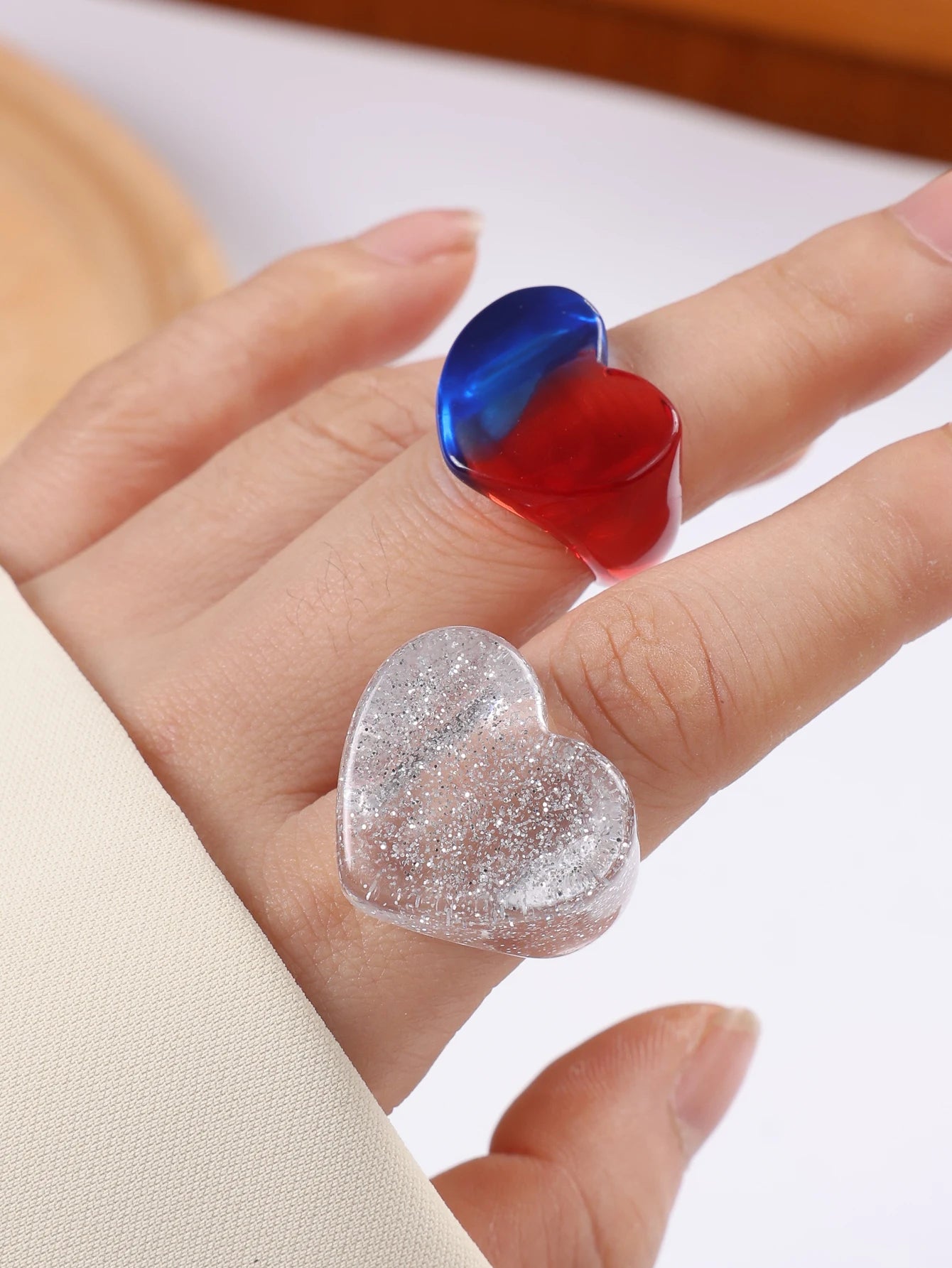 Sweetheart Glow Ring 2pc Set (size 6.5) - 6 colors - Hello Baabs LLC 