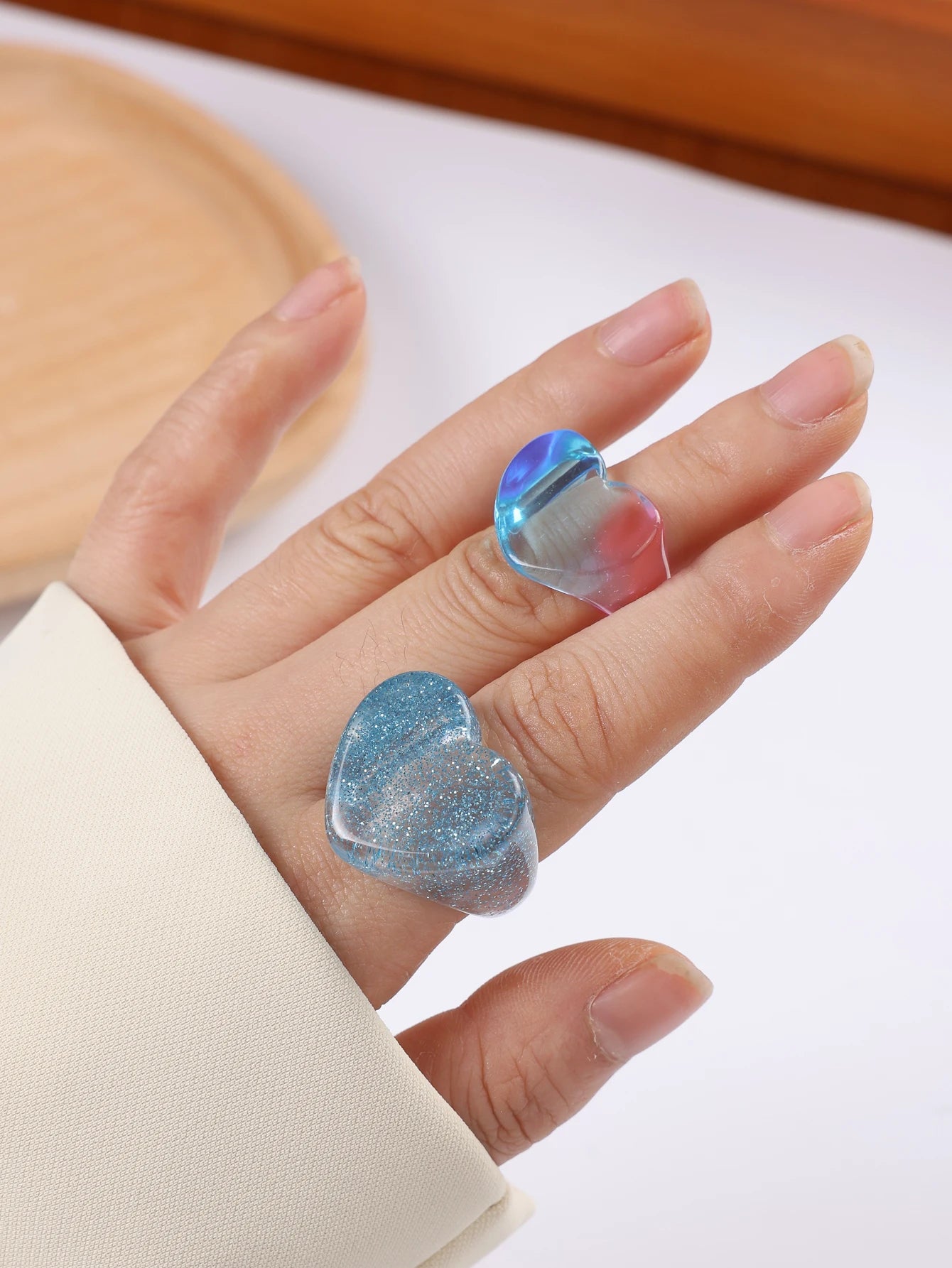 Sweetheart Glow Ring 2pc Set (size 6.5) - 6 colors - Hello Baabs LLC 