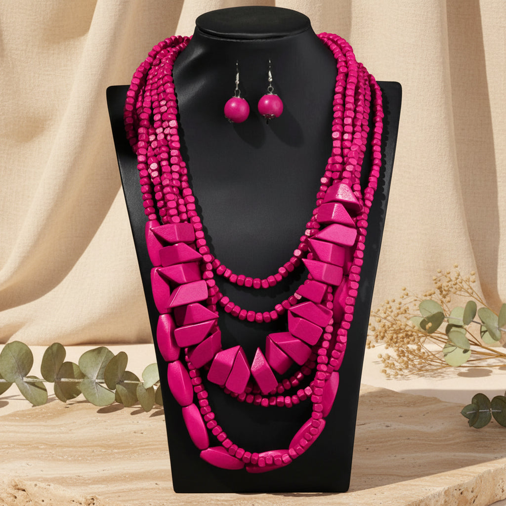 The Layered Nomad Necklace & Earrings Set - 8 colors - Hello Baabs