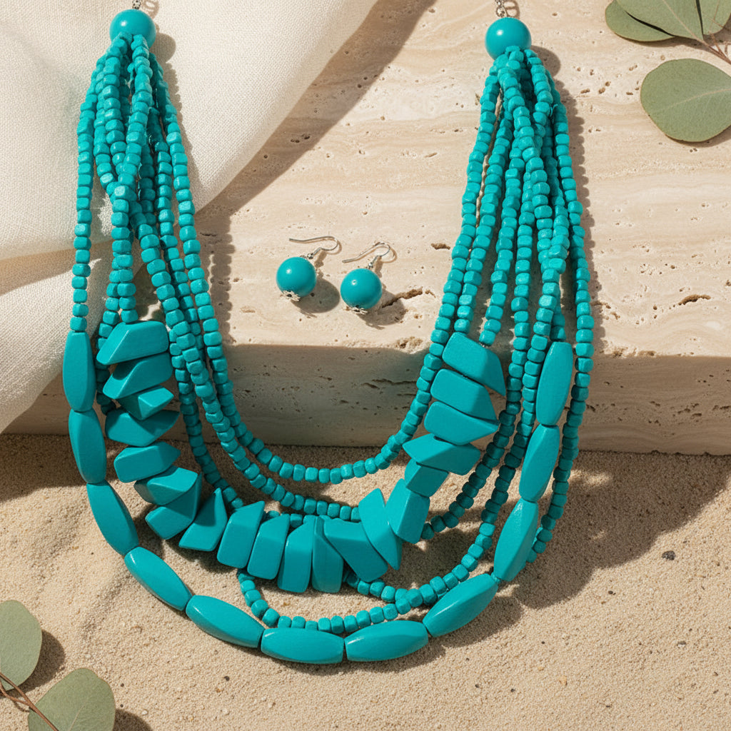 The Layered Nomad Necklace & Earrings Set - 8 colors - Hello Baabs