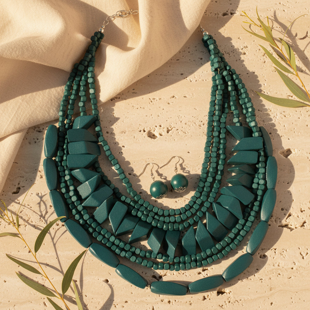 The Layered Nomad Necklace & Earrings Set - 8 colors - Hello Baabs