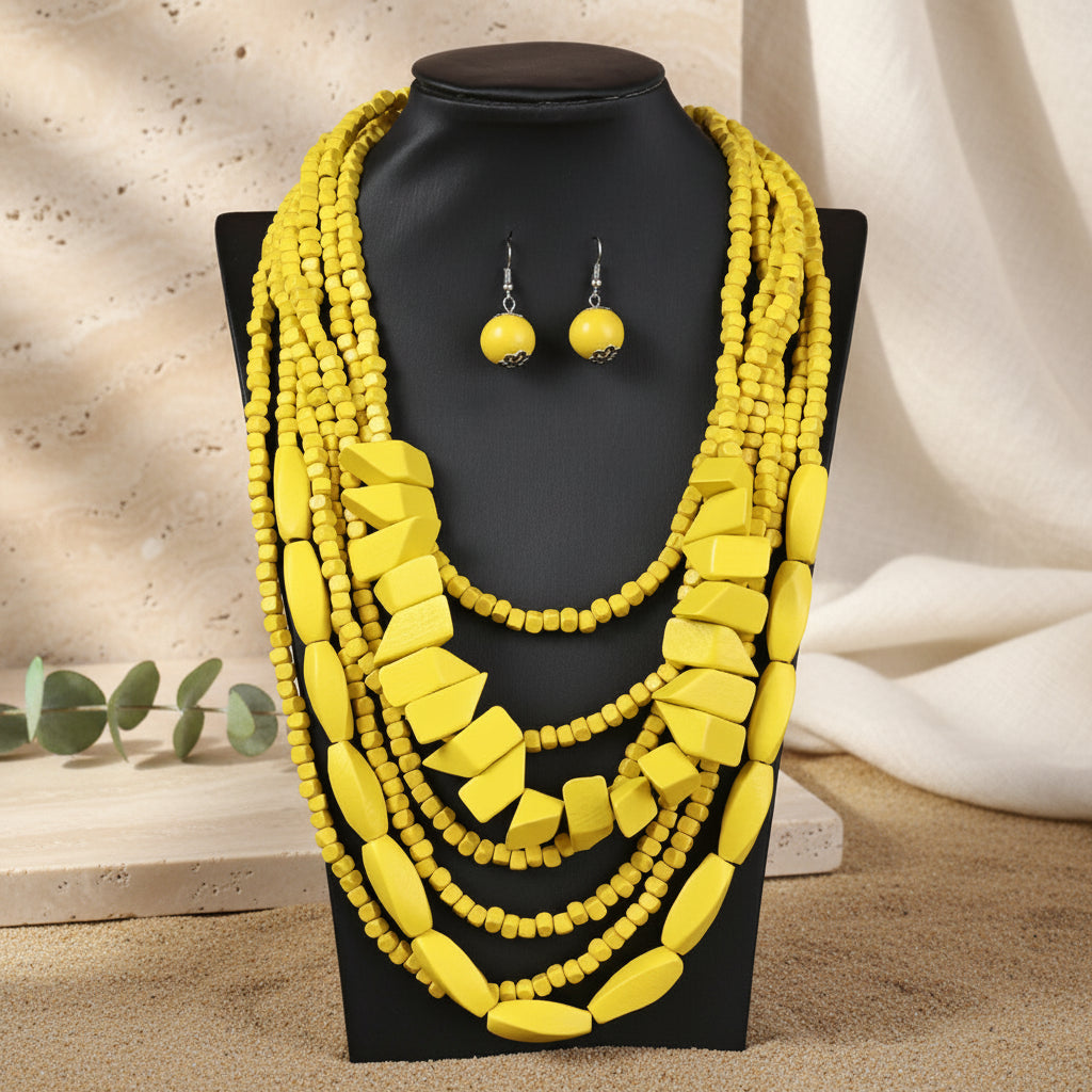 The Layered Nomad Necklace & Earrings Set - 8 colors - Hello Baabs