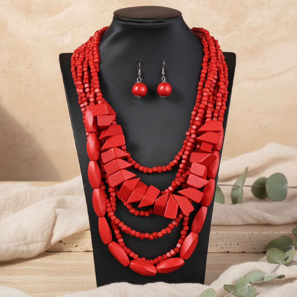 The Layered Nomad Necklace & Earrings Set - 8 colors - Hello Baabs