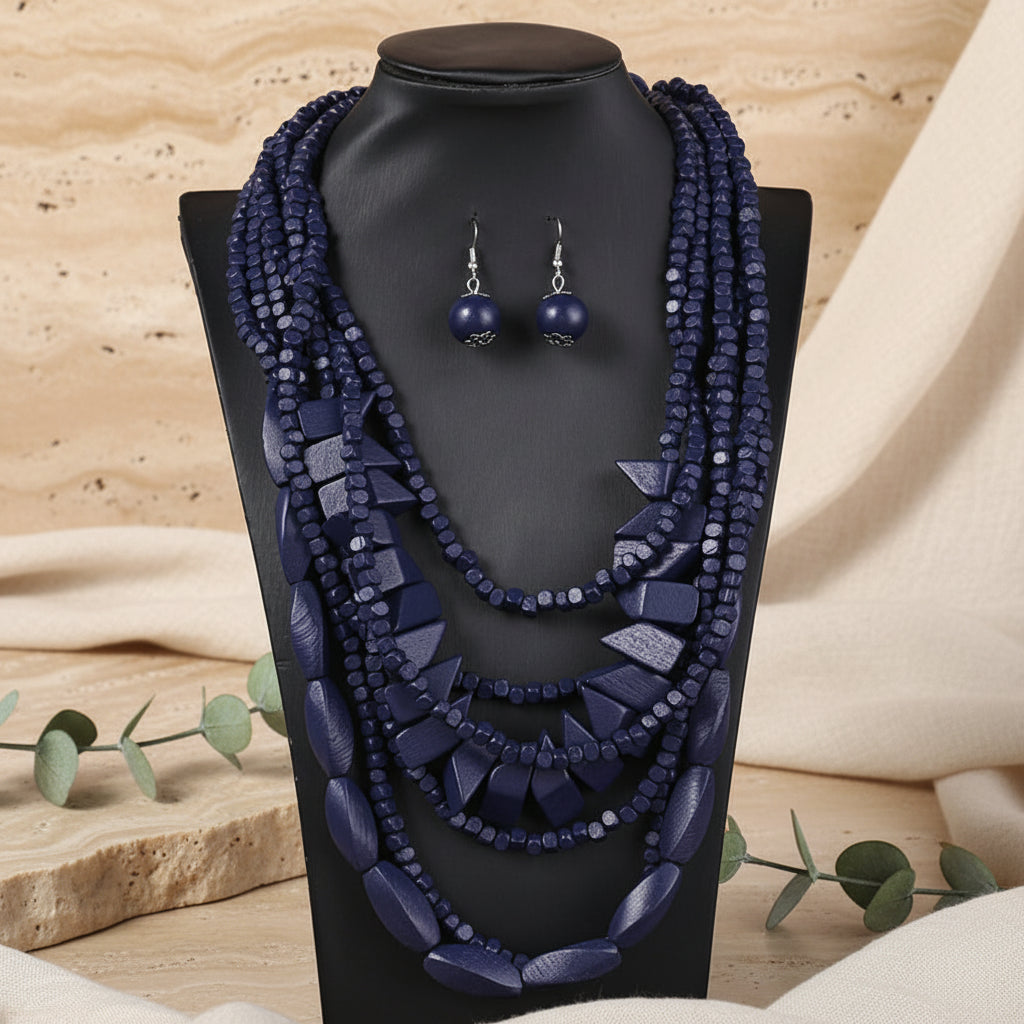 The Layered Nomad Necklace & Earrings Set - 8 colors - Hello Baabs