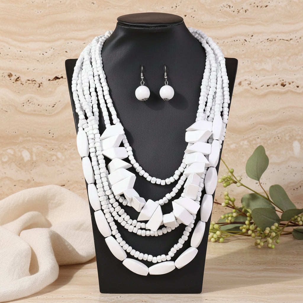 The Layered Nomad Necklace & Earrings Set - 8 colors - Hello Baabs
