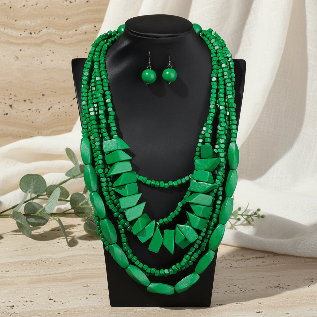 The Layered Nomad Necklace & Earrings Set - 8 colors - Hello Baabs