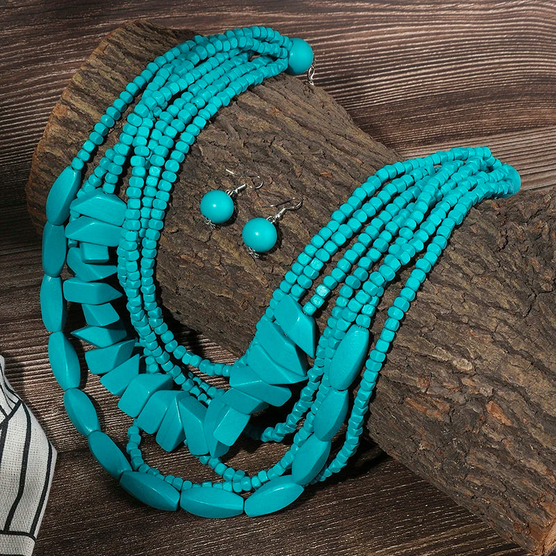 The Layered Nomad Necklace & Earrings Set - 8 colors - hello baabs 