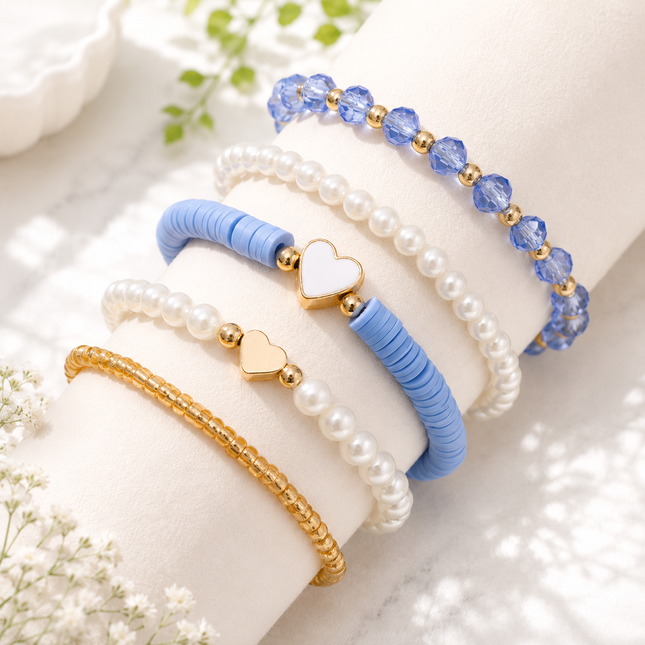 Tiny Hearts 5pc Bracelet Set - 5 colors - Hello Baabs