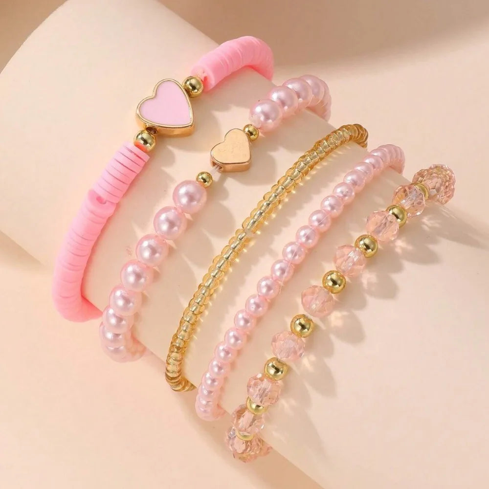 Tiny Hearts 5pc Bracelet Set - 5 colors - Hello Baabs LLC 