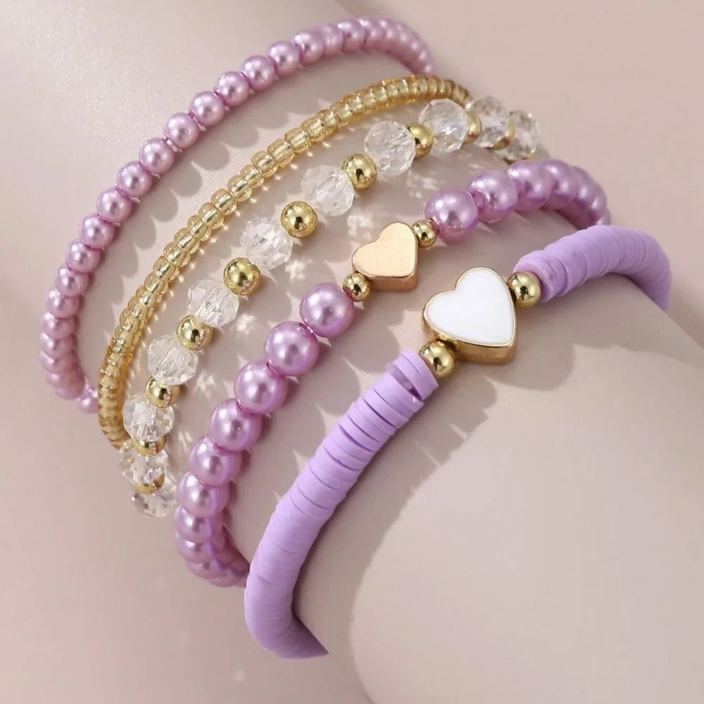 Tiny Hearts 5pc Bracelet Set - 5 colors - Hello Baabs LLC 
