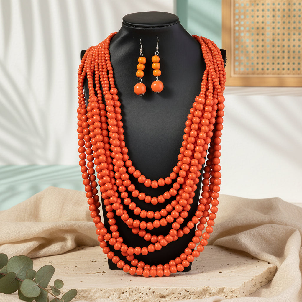 Tribal Rhythm Necklace & Earrings Set - 2 colors - Hello Baabs