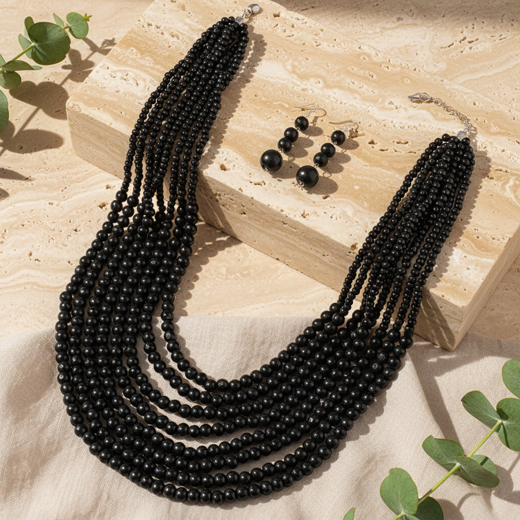 Tribal Rhythm Necklace & Earrings Set - 2 colors - Hello Baabs