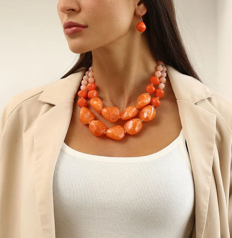 Twice the Charm Necklace & Earrings Set - 2 colors - hello baabs 