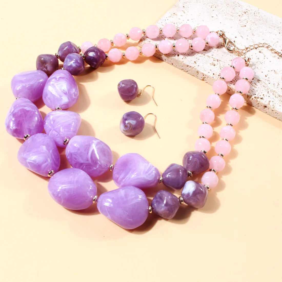 Twice the Charm Necklace & Earrings Set - 2 colors - hello baabs 