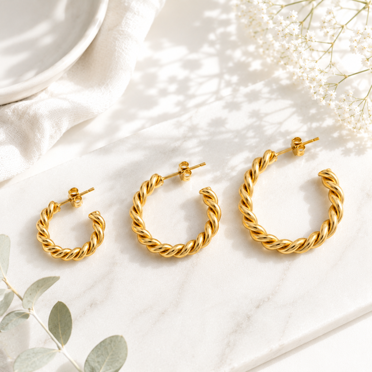 Twist & Shine Hoop Set - Gold or Silver - Hello Baabs