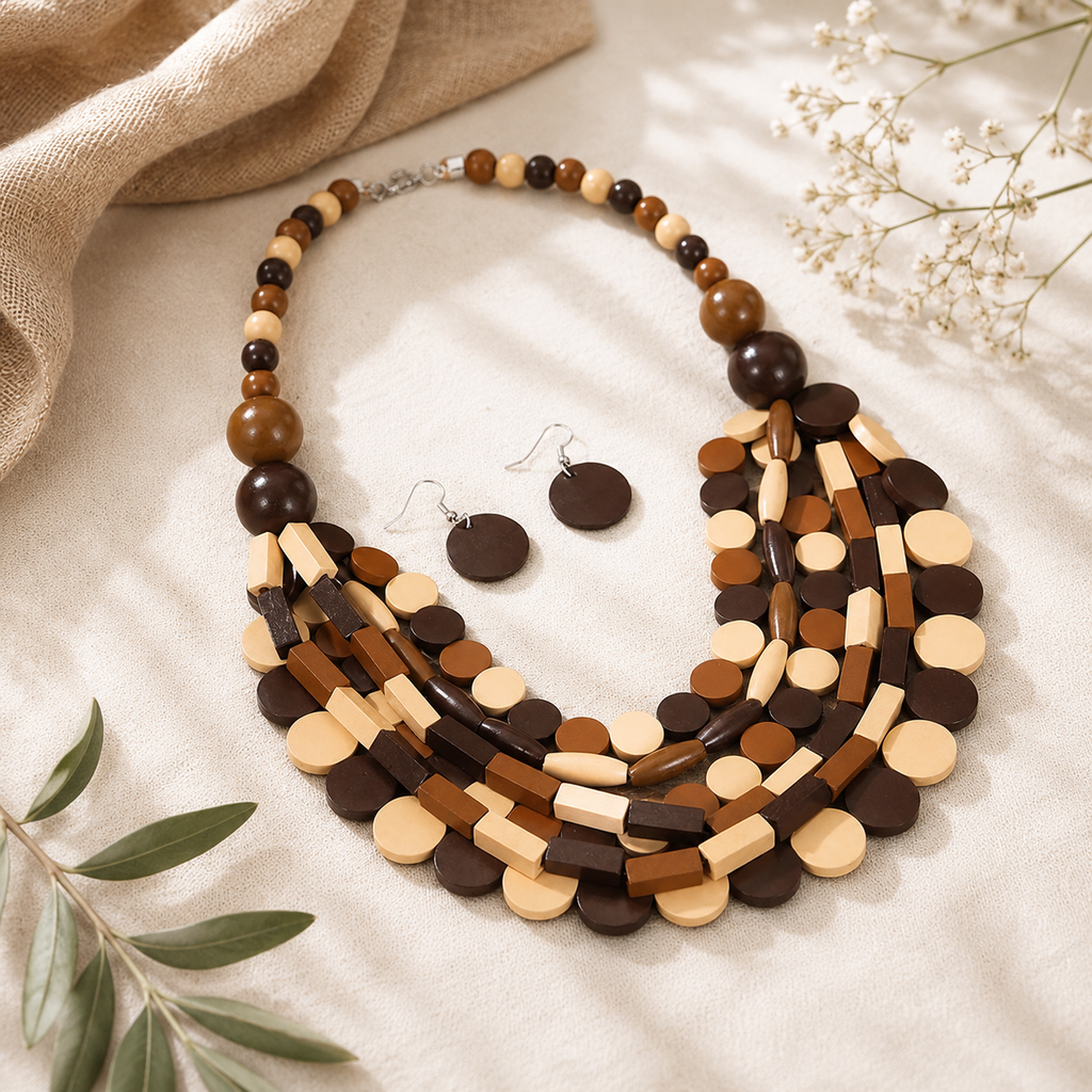 Ubuntu Layers Necklace & Earrings Set - 3 colors - Hello Baabs