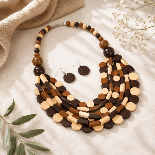 Ubuntu Layers Necklace & Earrings Set - 3 colors - Hello Baabs