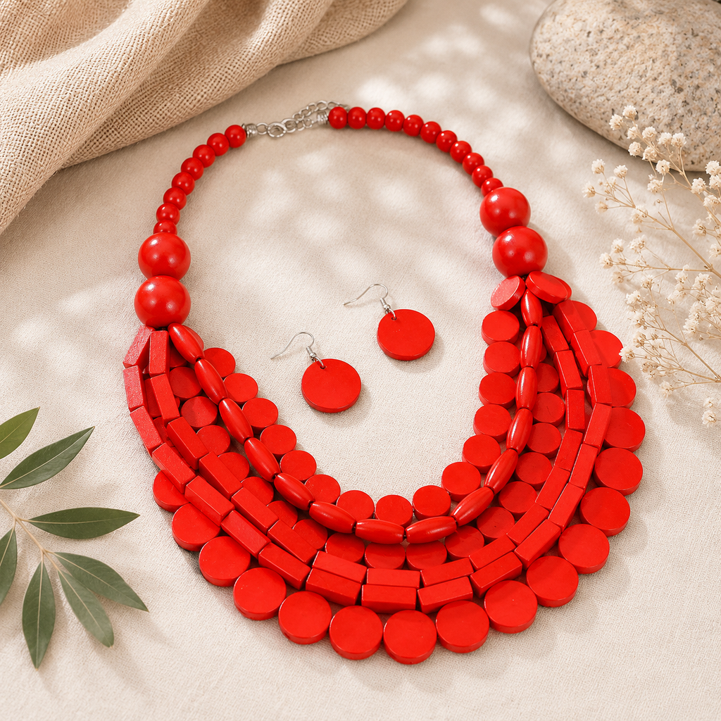 Ubuntu Layers Necklace & Earrings Set - 3 colors - Hello Baabs