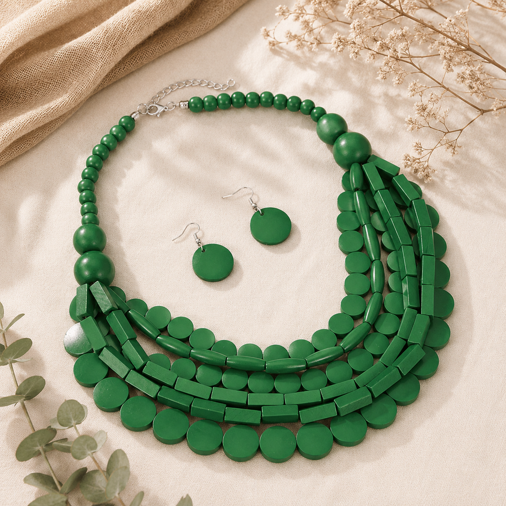 Ubuntu Layers Necklace & Earrings Set - 3 colors - Hello Baabs