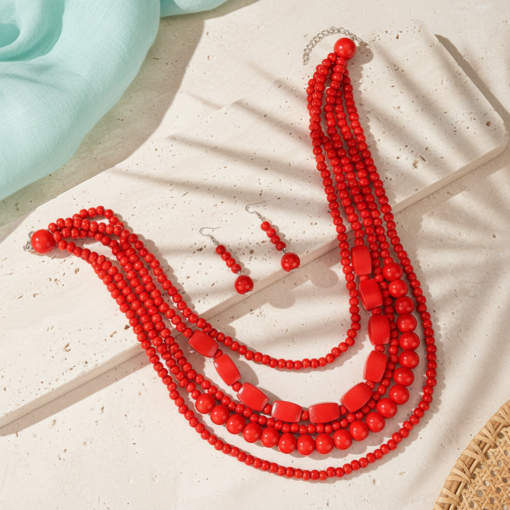 Vivid Spirit Necklace & Earrings Set - 6 colors - Hello Baabs