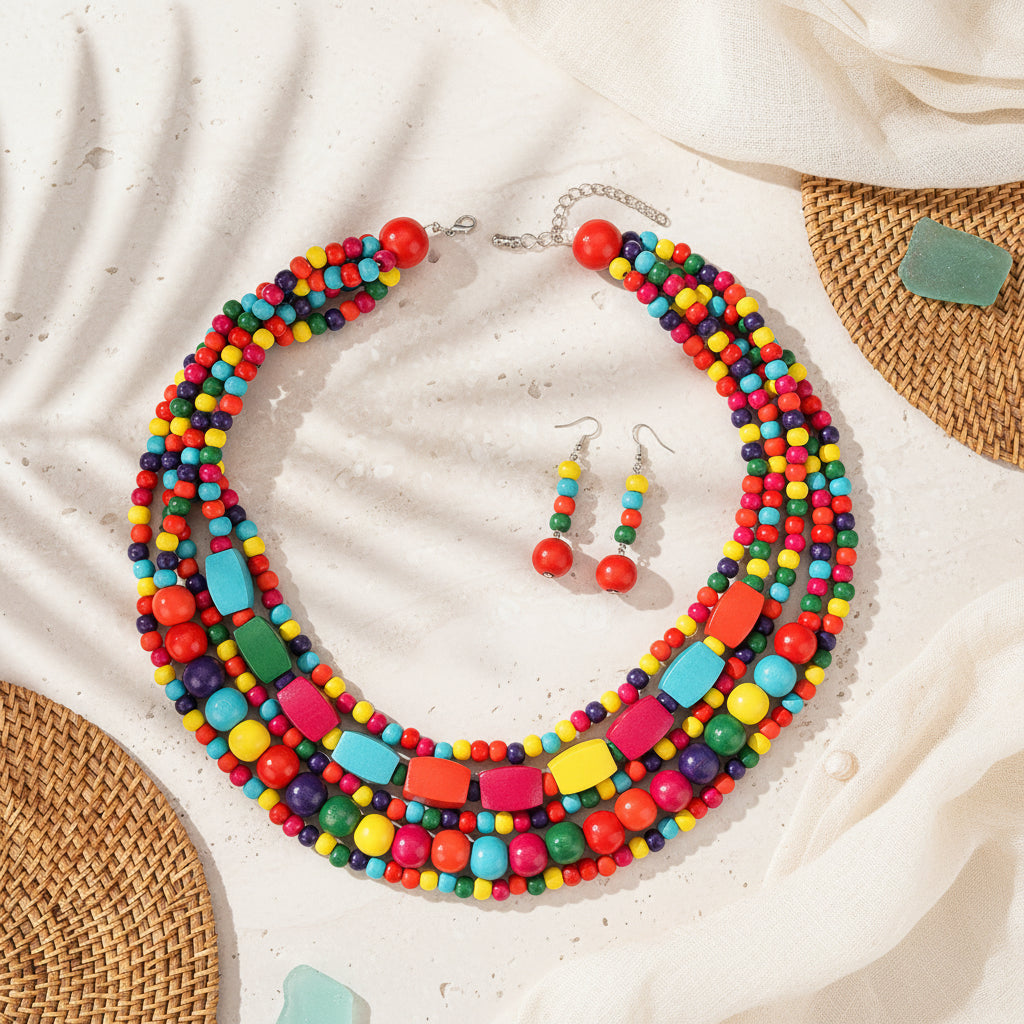 Vivid Spirit Necklace & Earrings Set - 6 colors - Hello Baabs